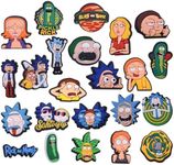 wopin 23 Pcs Rick and Morty PVC Shoe Charms-Cute PVC Shoe Charms for Clog Shoes Decorations Wristband Bracelet Party Favors for shoe and Bands Party Gifts Decoration（Not repeating）, Small, Polyvinyl