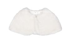 Flora Faux Fur Flower Girl Shrug/Child Bridesmaid Cover up with Diamante Brooch (Large, IVORY)