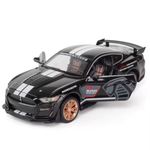 FEXXA 1:32 Scale Mustang Shelby GT500 Die-Cast Metal Car with Sport car Openable Doors Light and Sound,Pull Back Function Indoor Outdoor Toy for Kids (1:32 Mustang Shelby GT500-BLACK)