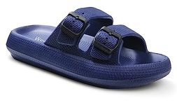 Weweya Slides for Men Foam Cushion Non-Slip House Pillow Indoor Slippers House Sandals Sandles for Males Blue Men Size 11 11.5 Women Size 12 12.5