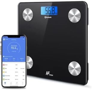 HF Bilancia Pesapersone Professionale Impedenziometrica Bluetooth Digitale con App Misura Peso Corporeo, Massa Grassa, BMI, Massa Muscolare, Massa Ossea, Proteine (Nero con retroilluminazione blu)