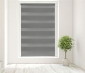 Caecus Dark Grey Day and Night Zebra Roller Blind Dual Layer Fabric Aluminium Rail Easy Fit Home Office Bedroom Kids Room Easy Fit 40cm Width x 160cm Drop