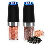 Electric Salt Pepper Mill Set, Electric Salt and Pepper Grinder Set with Adjustable Coarseness One Hand Operated Automatic Switch Spices Shaker for Solid Seasoning Pack of 2