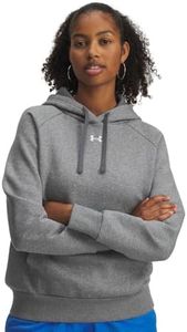 Under Armour Women's Rival Fleece Hoodie, (028) Castlerock Light Heather / / White, XX-Large