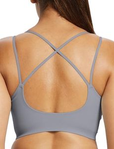 BALEAF Freeleaf Women's Sports Bra Longline Padded Yoga Bra Low Impact Strap Workout Crop Tank Tops Dark Gray 3XL
