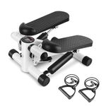 FLOVTRIX Portable 2-in-1 Mini Stepper Machine with Adjustable Resistance Bands, LCD Monitor,Legs, Thighs, Waist,Tone Your Buttocks, Cardio Exercise and 2 Bungee Cords for Home/Gym Workouts for All.