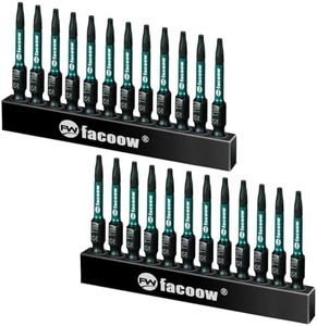 Facoow T10 Torx Bit Set: 24-Piece, 2" Long Impact Torque Set with Magnetic Torx & Star Bits, S2 Alloy Steel