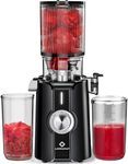 Rush Clear Slow Masticating Juicer Machines, Cold Press Juicer with No-Prep 4.35" Feed Chute Fit Whole Fruits & Vegetables Juicer Machine Easy to Clean, LINKChef 42oz Capacity, 200w, Blackout