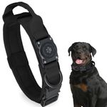 Tactical AirTag Dog Collar, 100% Waterproof Integrated Apple Air Tag Dog Collars with Hard PC AirTag Holder, Adjustable Military Collar with Handle, GPS Dog Collar for Medium Large Dogs (Black, L)