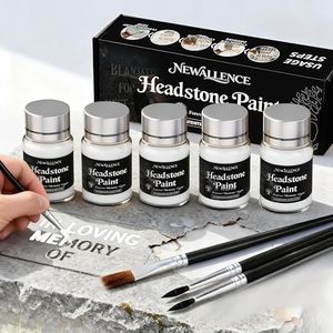 Professional Headstone Paint Kit - Monument Letter Inscription Restoration Paint Gravestone Lettering/Tombstone Inscriptions on Granite & Marble with Mutiple Colors (White)