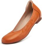 Cestfini Ballet Flats Shoes for Women Dress Shoes Casual Foldable Work Shoes for Office Classic Round Toe Slip on Shoes Orange