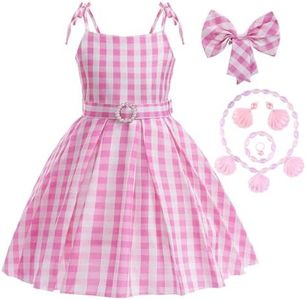 JANGZIIA Vestido de Barbie para niña, película de cosplay, disfraz de Halloween, fiesta de cumpleaños, para niños de 3 a 13 años (130 cm de altura, 120 – 130 cm))