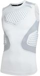 COOLOMG Boys Padded Compression Shirts Sleeveless Baseball Tanks 3-Pad Football Tops for Basketball Volleyball Softball Kids Youth White L