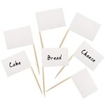 BLUE TOP 100 Pcs Blank White Flag Toothpick Flags,Small Toothpick Mini Stick Cupcake Toppers,DIY Picks Party Decoration Celebration Cocktail Picks for Party Bar Sport Events.