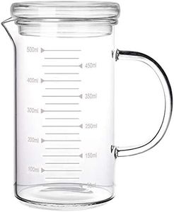 500ml Glass Measuring Cup with Lid Heat Resistant Handle Measured Mixing Glass Mug Clear Scale V-Shaped Spout for Milk Coffee Liquid Beaker Drinking Glasses Measure Jugs, Microwave Oven Freezer Safe