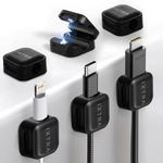 iXTRA 6 Pack Magnetic Cable Clips Cable Management Adhesive Cord Organizer Wire Holder Keeper USB Charger Holder for Home & Office Desk Phone Wall Kitchen Car Desktop Nightstand (Black)