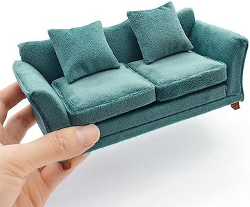 iLAND Modern Dollhouse Furniture on 1/12 Scale of Miniature Sofa for Dollhouse Living Room (Misty Gray Velvet)