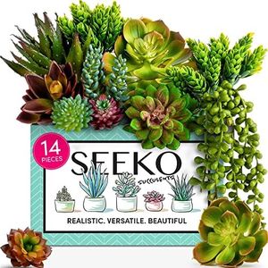 Succulents Plants Artificial (14 Pack) - Realistic Unpotted Fake Succulents - Faux Plants Decor for DIY
