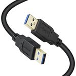 XBOHJOE USB 3.0 Male to Male Cable 10 ft USB to USB Cable Type A Male to A Male Cord 5 Gbps Double USB a to USB a Cable Compatible with Hard Drive Cooling Fan/pad DVD Player and More(Black, 10FT)