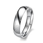 Scorpios Bystar Fashion Jewelry 2 Color Real Love Combine Heart Stainless Steel Promise Couple Ring- Male Ring Size P 1/2,Black