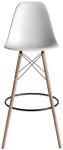 Inmod Molded Plastic Bar Stool with Wood Legs, Set of 2, Matte White, Natural DSW Modern Barstools, Mid-century Molded Shell Armless Bar Stools