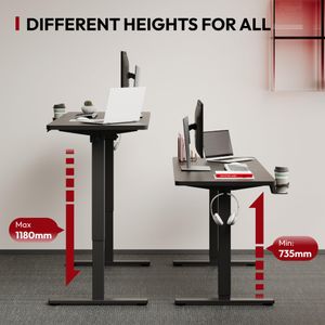 SANODESK QS1 Electric Standing Desk – Adjustable Height, Black