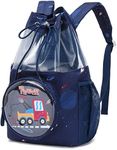 mygreen Children Boy Girl Truck Universe Galaxy Print Drawstring Backpack Outdoor Casaul Portable Shoulder Bag Swim Gymsack Sack Pack Dark Dark Blue