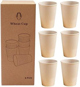 UIRIO 6 Pack 12 Ounce Stackable Cups, Wheat Straw Plastic Dishwasher Safe, BPA Free & Reusable, Unbreakable Water Drinking Cereal Cups for Kids, Toddler, Camping (6X Beige)