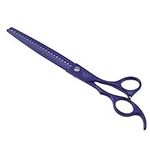 LILYS PET HIGH-END SERIES 8-Inch Japanese 440C Pet Dog Chunker Shears,Fishbone-shaped Big Tooth Professional Pet Grooming Chunker Scissors With Beautiful Red Screw (Violet)