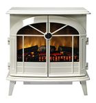 Dimplex Chevalier Optiflame Electric Stove, High Gloss Ivory Enamel Style Freestanding Fire with LED Flame Effect, Opening Doors, Artificial Log or Coal Fuel Beds, 2kW Heater and Remote Control