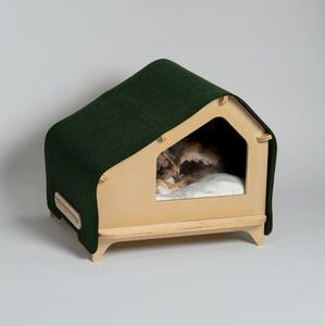 Wooden Cat House, Indoor Pet Bed for Cats & Small Dogs, X-Large, Evergreen