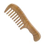 Breezelike No Static One Piece Wavy Handle Sandalwood Wide Tooth Comb