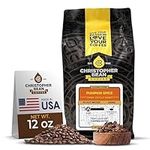 Christopher Bean Coffee Pumpkin Spice Coffee, Decaf | Flavored Coffee Ground | Non-GMO Halloween Coffee | Arabica Coffee Beans, Makes 30 Cups | Fall Coffee | Non-Dairy & Sugar-Free, 12oz