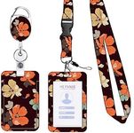 ID Badge Holder with Detachable Lanyard,Lanyard with ID Badge Holder ID Card Holder with Neck Lanyard Retractable ID Badge Holder,Lanyard for ID Badge Teacher Lanyard for ID Badges and Keys,Flower