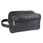 RAS WALLETS Mens Womens Genuine Leather Hanging Travel Overnight Wash Gym Toiletry Shaving Cosmatic Case Bag 3540 (Black)