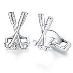 Honey Bear Cufflinks For Mens - Silver Golf Ball and Clubs Stainless Steel Sports Gift