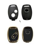 ABUNDANCE Genuine 2 Button Key Shell & Tpu Key Cover Compatible For Honda Civic, City, Amaze, Brio, Jazz, Wrv, Crv Etc