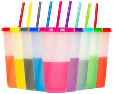 Alohastarttg 9 Pack Color Changing Cups 24 oz Reusable Plastic Cup with Lids and Straws Iced Coffee Travel Smoothies Cup for Adults Kid Women Pool Beach Wedding Party