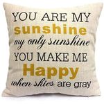 You are My Sunshine My Only Sunshine You Make me Happy When Skies are Gray Pillow Cushion Cover Pillowcase 18x18 inches Home Decor