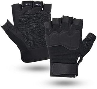 Fingerless Motorcycle Gloves Tactical Anti-Slip Half Finger Gloves Breathable Adjustable Military Mens Cycling Gloves for Motorbike Hiking Training Hunting Climbing(M,Black)