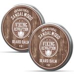 Viking Revolution - Beard Balm - Argan & Jojoba Oils - Styles, Strengthens & Softens - Gifts For Men - Sandalwood - 2 x 57 g