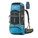 TRAWOC GRITMAX 55 Litre Travel Bag Front & Top Open Backpack for Hiking Trekking Camping, Rucksack Bag for Men & Women with Rain Cover and Shoe Compartment SHK017, Sky Blue, 3 Year Warranty