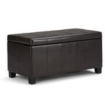 Simpli Home Dover Rectangular Storage Ottoman, Tanners Brown