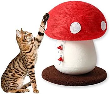 ZungGwok Cat Scratching Post,Mushrooms Cat Scratcher with Sisal Rope Cat Tree Interactive Toys for Indoor Kitten Small Cat Home Decoration