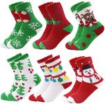 October Elf 6 Pairs Adult Christmas Holiday Socks - Warm, Cozy Fuzzy Socks With Plus Size And Anti-Slip Bottom (One Size, D-15)