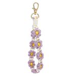 DIVINA VITAE Macrame Keychain Handmade Wristlet Keychains for Women Cute Flower Weave Exquisite Daisy Keychain Multiple Colour (Purple)