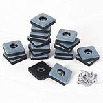 GINOYA Teflon Furniture Sliders, 20pcs 25mm Square Furniture Glides with Screws for Carpet Tile Hardwood (Grayish Blue)