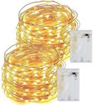 Romwish 12M 120LED Fairy Lights, Battery Operated Warm White String Lights, Copper Wire Lights for Kids Bedroom Indoor, Birthday, Christmas, Wedding, Party, Tree, Wall Decoration-2 Pack