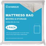 Mattress Bags for Storage 2 Pack 4 Mil Mattress Moving Bag Full Size Mattress Cover Bags - Clear Plastic Waterproof Bed Mattress Bags for Long-Term Storages and Disposal- 54 x 96 Inch