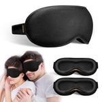 Weighted Sleep Mask, 2 Pack 3D Contoured Eye Masks for Sleep, Best Blackout Sleep Masks for Women Men, Eye Mask for Travel, Meditation, Airplane, Memory Foam, Adjustable Strap, Black